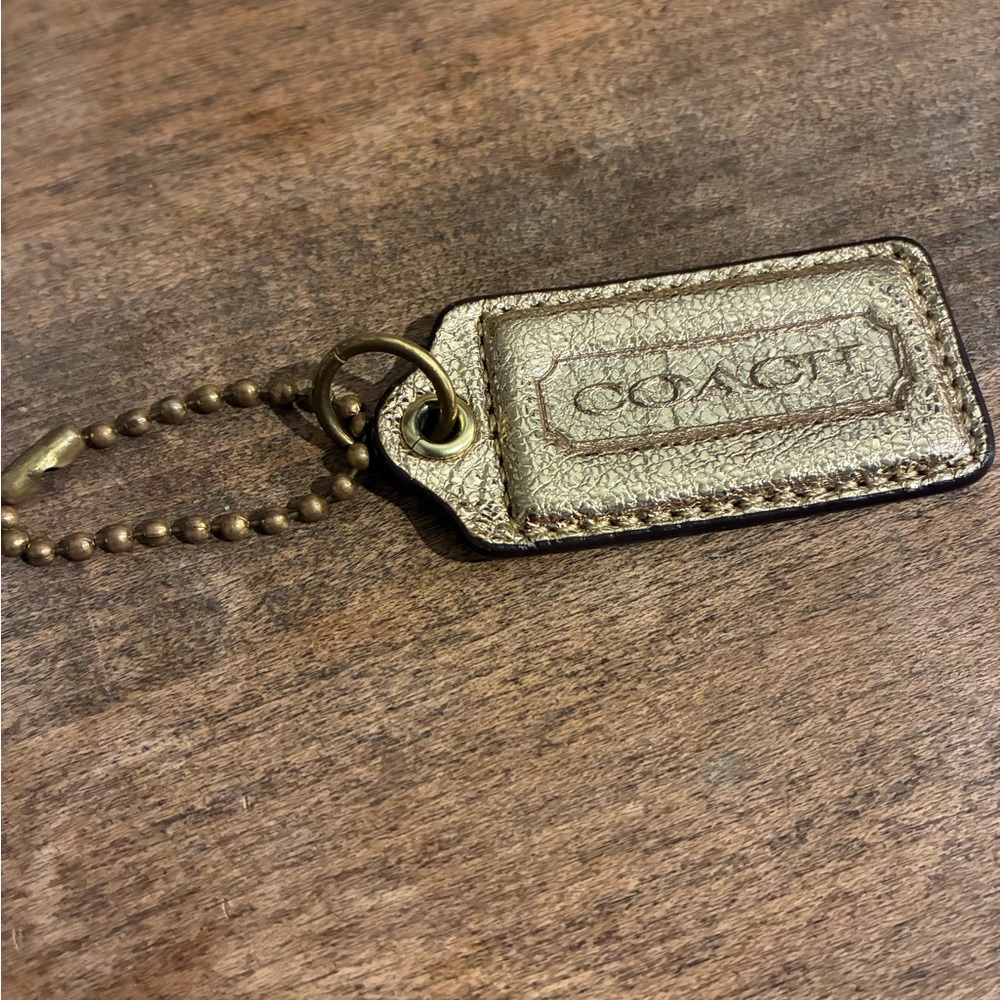Coach Metallic Gold Leather Keychain